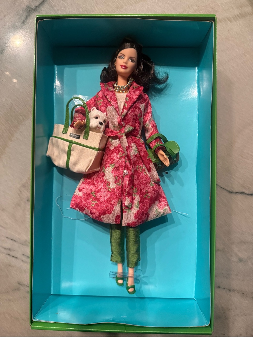 kate spade Pink Floral Coat with Green Pants Barbie Outfit - Picture 2 of 7